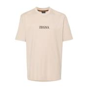 Beige T-shirt met Logo Detail Ermenegildo Zegna , Beige , Heren