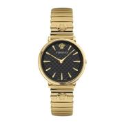 V-Circle Goud Roestvrij Stalen Horloge Versace , Yellow , Dames