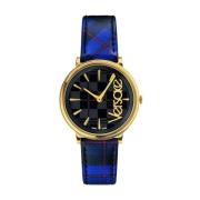 V-Circle The Clans Horloge Blauw Goud Versace , Multicolor , Dames