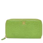 Pre-owned Leather wallets Chanel Vintage , Green , Dames