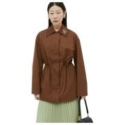 Twill Rue Jacket met Logo Plaque Rejina Pyo , Brown , Dames