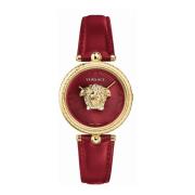 Palazzo Empire Rood Lederen Gouden Horloge Versace , Red , Dames