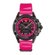 Icon Active Chronograaf Zwart Roze Horloge Versace , Pink , Dames