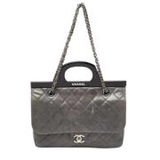 Pre-owned Leather chanel-bags Chanel Vintage , Gray , Dames