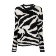 Zebra Intarsia Crew Neck Sweater Dries Van Noten , Multicolor , Dames
