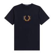 Laurierkrans T-Shirt Navy Fred Perry , Blue , Heren