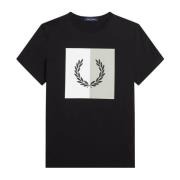 Laurierkrans Grafisch T-shirt Fred Perry , Black , Heren