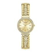 Elegante Goud Roestvrijstalen Armbandhorloge Guess , Yellow , Dames