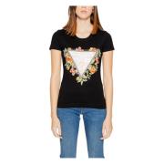 Triangle Flowers T-Shirt Lente/Zomer Collectie Guess , Black , Dames