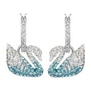 Iconic Swan Blauwe Oorbellen Swarovski , Multicolor , Dames