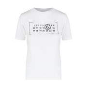 Witte T-shirt met Logo Print MM6 Maison Margiela , White , Dames