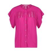 Kreukelige korte mouw blouse Tramontana , Pink , Dames
