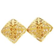 Pre-owned Metal earrings Chanel Vintage , Yellow , Dames