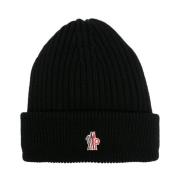 Logo Beanie Zwart Moncler , Black , Heren