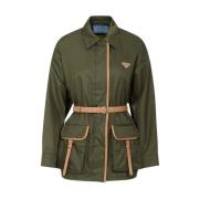 Militair Groene Field Jacket Vrouwen Prada , Green , Dames