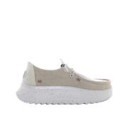 Platte Veterschoenen voor Dames Chambray Hey Dude , Beige , Dames