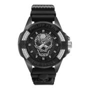 The $kull Titan Crystal Zwarte Horloge Philipp Plein , Black , Heren