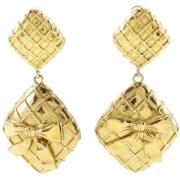 Pre-owned Metal earrings Chanel Vintage , Yellow , Dames