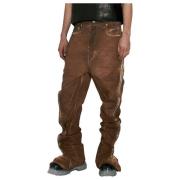 Versleten Banaan Jeans Rits Sluiting Rick Owens , Brown , Heren