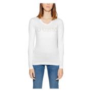 Lange Mouw Pony Hair T-Shirt Guess , White , Dames