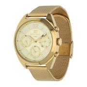 Gouden Milanese Band Kalender Horloge Tommy Hilfiger , Yellow , Dames