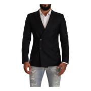 Zwarte gestippelde patroon blazer jas Dolce & Gabbana , Black , Heren