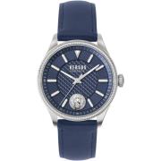 Colonne Leren Horloge Blauwe Wijzerplaat Versus Versace , Gray , Heren