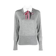 Gestreepte Stropdas Pullover Combo Shirt Thom Browne , Gray , Dames