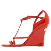 Pre-owned Leather sandals Louis Vuitton Vintage , Orange , Dames