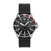 Mario Siliconen Horloge Zwart Ar11341 Emporio Armani , Black , Heren