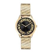 Logo Halo Goud Roestvrij Stalen Horloge Versace , Yellow , Dames