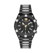 Sporty Greca Chronograaf Horloge Versace , Black , Heren