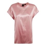 Roze Satijnen Afwerking Cap Sleeve Shirt Pinko , Pink , Dames