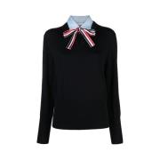 Navy Blue Pullover Combo Shirt Thom Browne , Blue , Dames