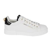 Witte Leren Sneakers Amandel Teen Dolce & Gabbana , White , Dames