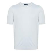 Luxe Zijden T-shirt Made in Italy Barba , Blue , Heren