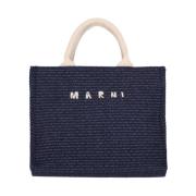 Blauwe Tote Tas met Raffia Effect Marni , Blue , Dames