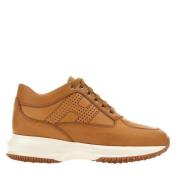 Geperforeerde Leren Sneakers met Verwijderbare Fussbett Hogan , Brown ...