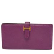 Pre-owned Leather wallets Hermès Vintage , Purple , Dames