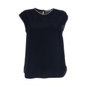 Zijden Blend Mouwloos Asymmetrisch T-shirt Le Tricot Perugia , Blue , ...