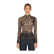 Grafische Print Mesh Longsleeve Top Mugler , Multicolor , Dames