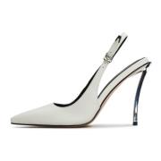Metallic Stiletto Heel Pumps - Wit Cesare Gaspari , White , Dames