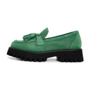 Groene Platform Loafers met Kwast Details Cesare Gaspari , Green , Dam...