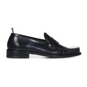 Zwarte Loafer Schoenen met Tricolor Detail Thom Browne , Black , Heren