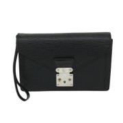 Pre-owned Leather clutches Louis Vuitton Vintage , Black , Dames