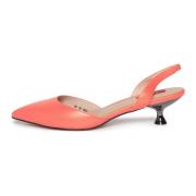 Stijlvolle Leren Kitten Heel Sandalen Cesare Gaspari , Orange , Dames