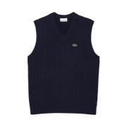 Blauwe Gebreide Vest Pullover Ss24 Lacoste , Blue , Heren