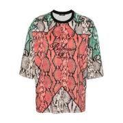 MultiColour Python Print Geborduurde T-shirts Balmain , Multicolor , D...