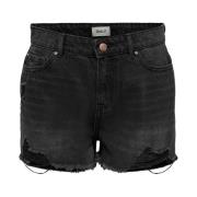 Zwarte Denim Casual Shorts met Raffelpatroon Only , Black , Dames