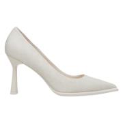 Dames Licht Beige Denim Pumps met een Stabiele Hak Er00114626 Estro , ...